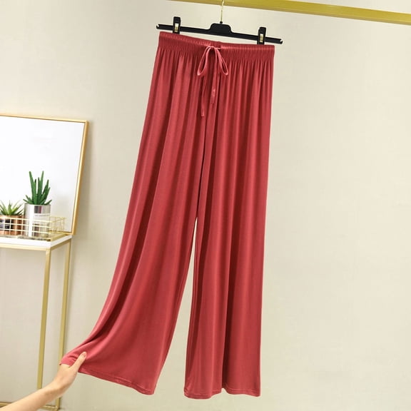 ylioge Womens Modal-Pajama Pants with Drawstring Elastic Waist Casual Solid Color Baggy Wide Leg Lightweight Breathable Loungewear Homewear Pajamas