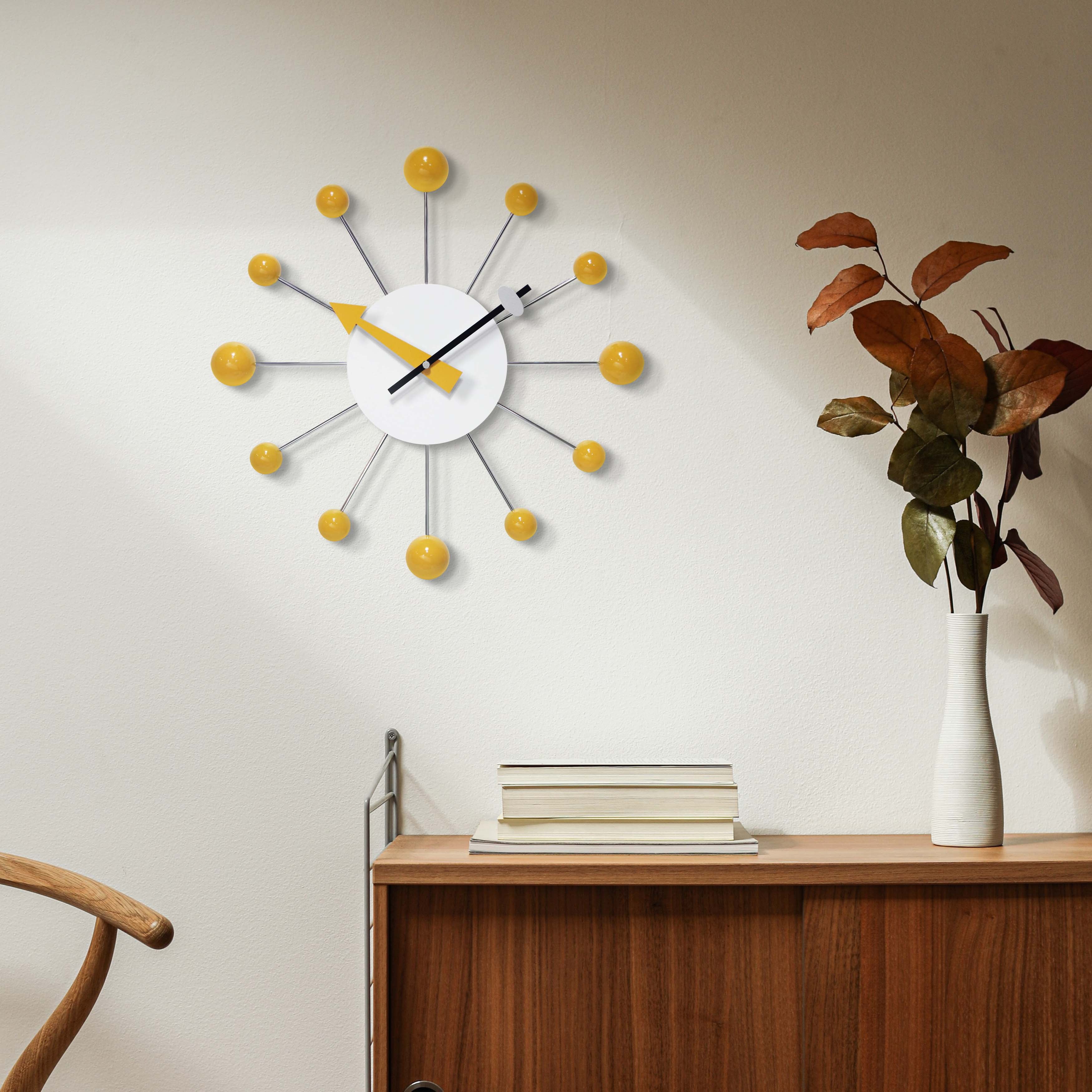 Infinity Instruments Orb Spoke 15 Inch Starburst Indoor Wall Clock, Saffron