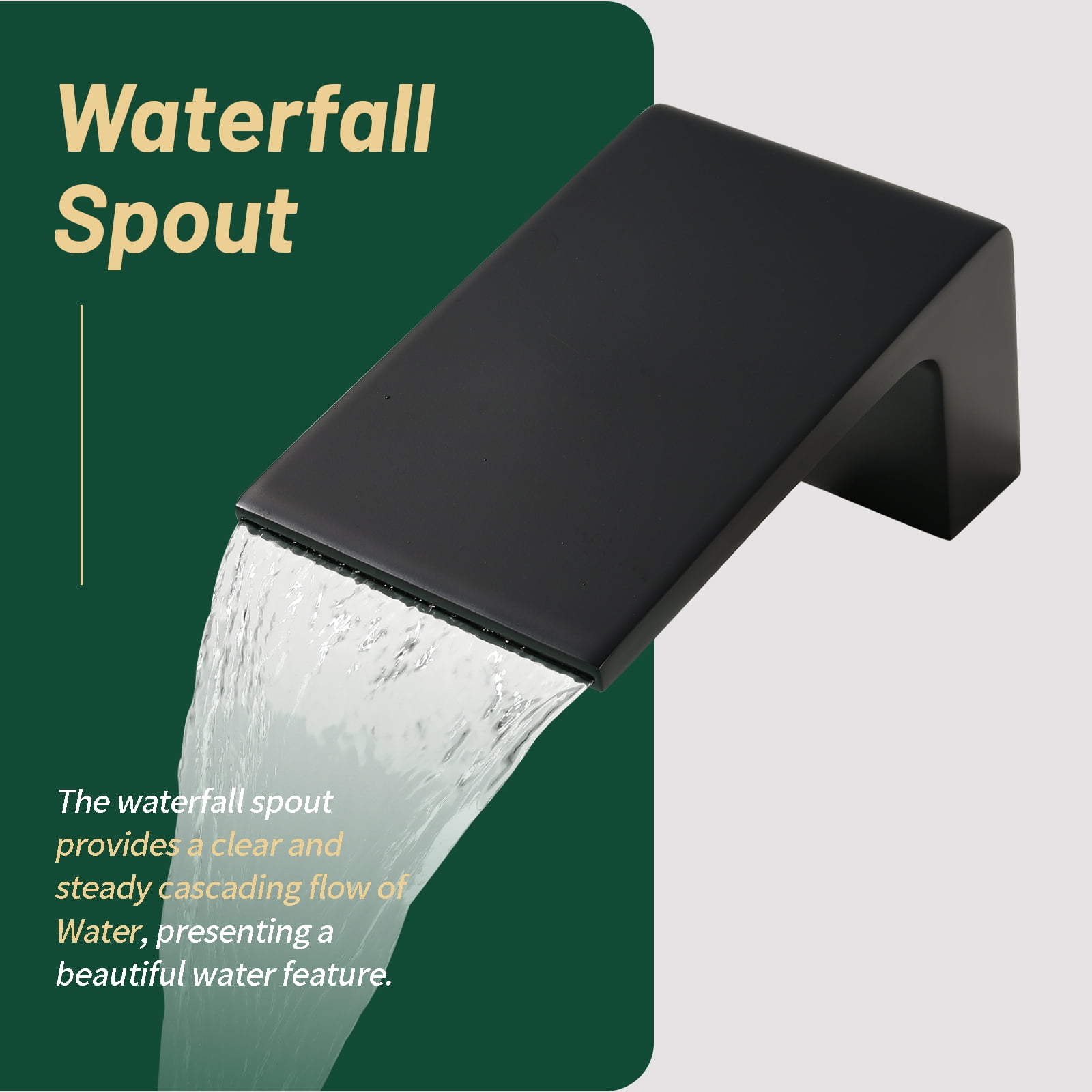 Cobbe Bathtub Faucet Set with Hot/Cold Water Switch, Diverter Knob, Handheld Shower and 4.72-Inch Wide Waterfall Spout 5-Hole Mount Matte Black