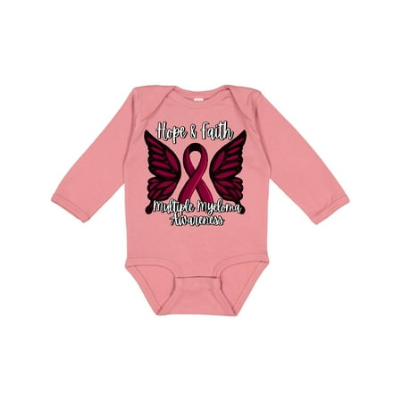 

Inktastic Multiple Myeloma Cancer Awareness Hope & Faith with Butterfly Ribbon Gift Baby Boy or Baby Girl Long Sleeve Bodysuit