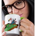 thumbnail image 2 of 3drose, Funny Pink Flamingo Bird Playing Pool Game Cartoon, 11oz Two-tone Green Mug, 2 of 6
