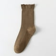 thumbnail image 2 of UJNDER Women's Ribbed Crew Socks Double Needle Striped Design Stacked Socks Khaki, 2 of 3