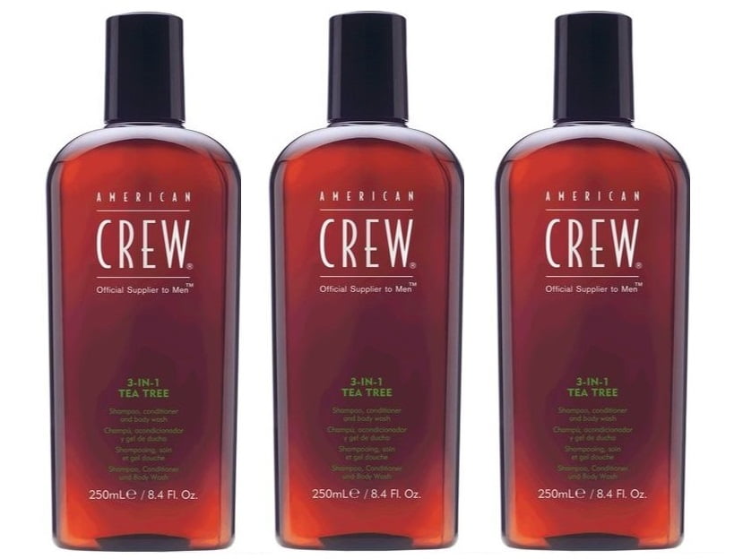 American Crew Men 3-IN-1 Tea Tree Shampoo, Conditioner and Body Wash 8.4oz (Pack of 3)