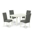 thumbnail image 2 of East West Furniture Norfolk 5-piece Wood Dining Table Set in Linen White, 2 of 6