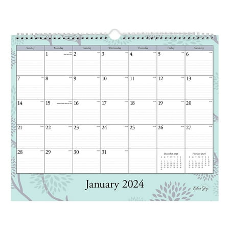 2024 Blue Sky Rue Du Flore 15 x 12 Monthly Wall Calendar Blue/Purple (101611-24)