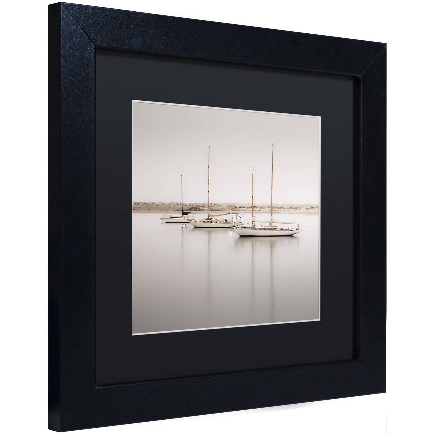 Trademark Fine Art "Three Boats" Canvas Art by Moises Levy Black Matte, Black Frame