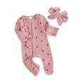 thumbnail image 2 of Elippeo Baby Girls Valentine's Day Jumpsuit 3M 6M Long Sleeve Crew Neck Heart Print Ruffle Zipper Romper with Headband, 2 of 10
