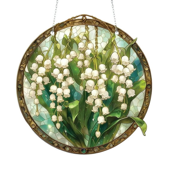 Mosaic Style Window Hanging Ornaments,3.15" Flower Sun Catchers Pendant for Spring Decor,Suncatcher Decoration for Window Doors Home,Valentine's Day Mother's Day Gift