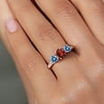 thumbnail image 4 of Gem Stone King 18K Rose Gold Plated Silver 3-Stone Ring Oval Red Garnet and Vivid Persian Blue Moissanite (1.99 Cttw, Size 9), 4 of 6