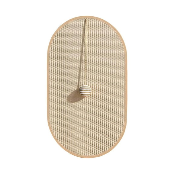 Oval Cat Scratching Mat with Sisal Fabric - Wall or Floor Mounted Cat Scratch Pad for Nail Care, 22.8x14 Inch, Includes Durable Adhesive Tape
