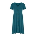 thumbnail image 7 of Usmixi Dresses for Women 2023 Casual Button Down Pocket Pleated Swing A Line Midi Dresses Short Sleeve V-Neck Solid Summer Knee-Length Sun Dress Green XL Clearance Clothes, 7 of 7