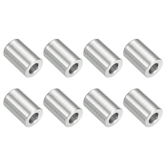 8Pcs 304 Stainless Steel Spacer 1/2" OD x 1/4" ID x 11/16" Length(12x6x18mm) Screw Standoff Bushing Plain Finish Unthreaded Round Metal Spacer for M3 Screws Bolts and Rods, Silver