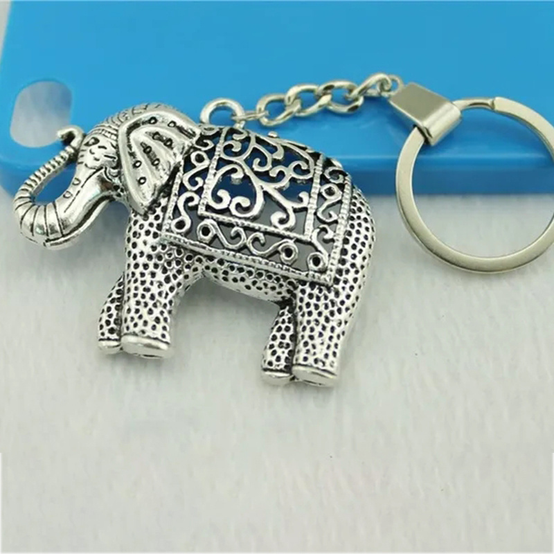 1 elephant key ring, zinc alloy, no woven, durable key ring, gift for men and friend,Silver