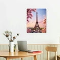 thumbnail image 2 of ARISTURING Pink Blossoming Paris Street Eiffel Tower Ronmance Living Room Wall Art Landscape Canvas Print for Home Decor Framed Blossoming Paris Artwork Girl Bedroom Decorations, 2 of 4