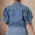 thumbnail image 4 of Women's Jackets Comfortable Short Sleeve Puffed Sleeve Jacket Denim Jacket Outerwear, 4 of 6