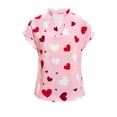 thumbnail image 4 of Blusas de Manga Corta para las Mujeres Casual Cómodo Estampado Cuello en V, Top Ligero para Uso Diario, Fiesta Y Todas las Estaciones, 4 of 7