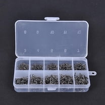 Opolski 500 Pcs Fish Jig Hooks with Hole Fishing Hook Tackle Box Carbon Steel Fishhook Silver