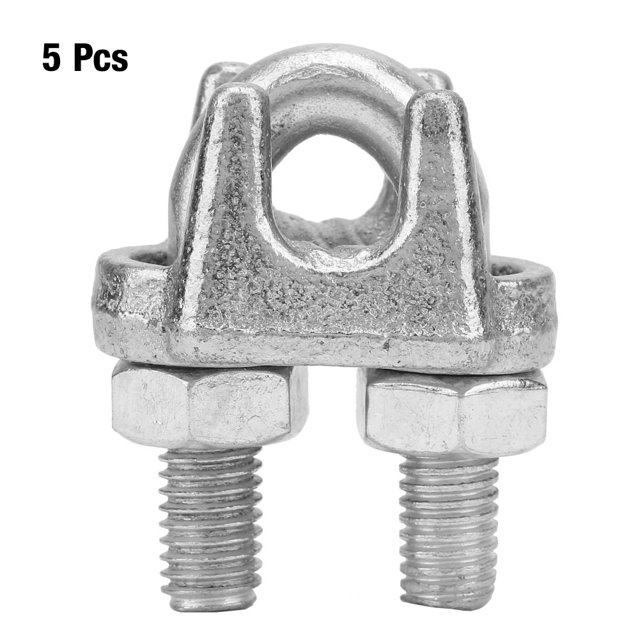 Abrazadera de acero inoxidable Clip de cuerda de alambre - 5 piezas Abrazadera de acero inoxidable Clip de cuerda de alambre Sujetador de abrazadera de cable Tono plateado(M8)