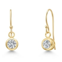 Gem Stone King 14K Yellow Gold Lab Grown Diamond Earrings for Women | 0.54 Cttw | Gemstone April Birthstone | Round 4MM