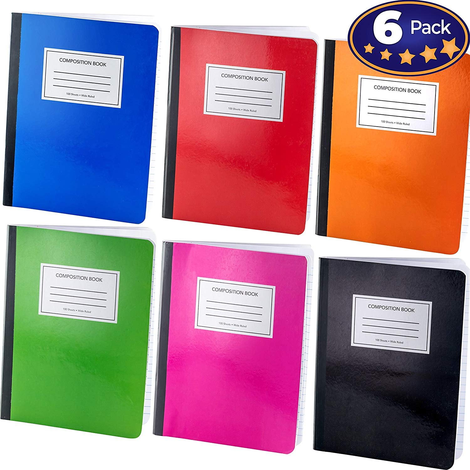 Notebook Wide Ruled Paper 6 Pack. 9 3/4 x 7 1/2 inch Notepads are Great