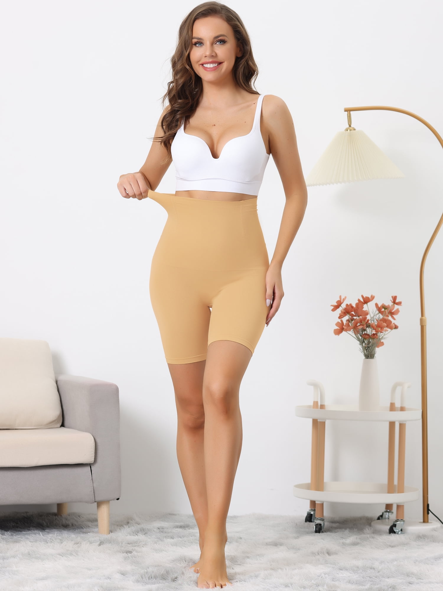 DARING DIVA Women's Tummy Control Breathable High Waist Shapewear Panties Beige Large