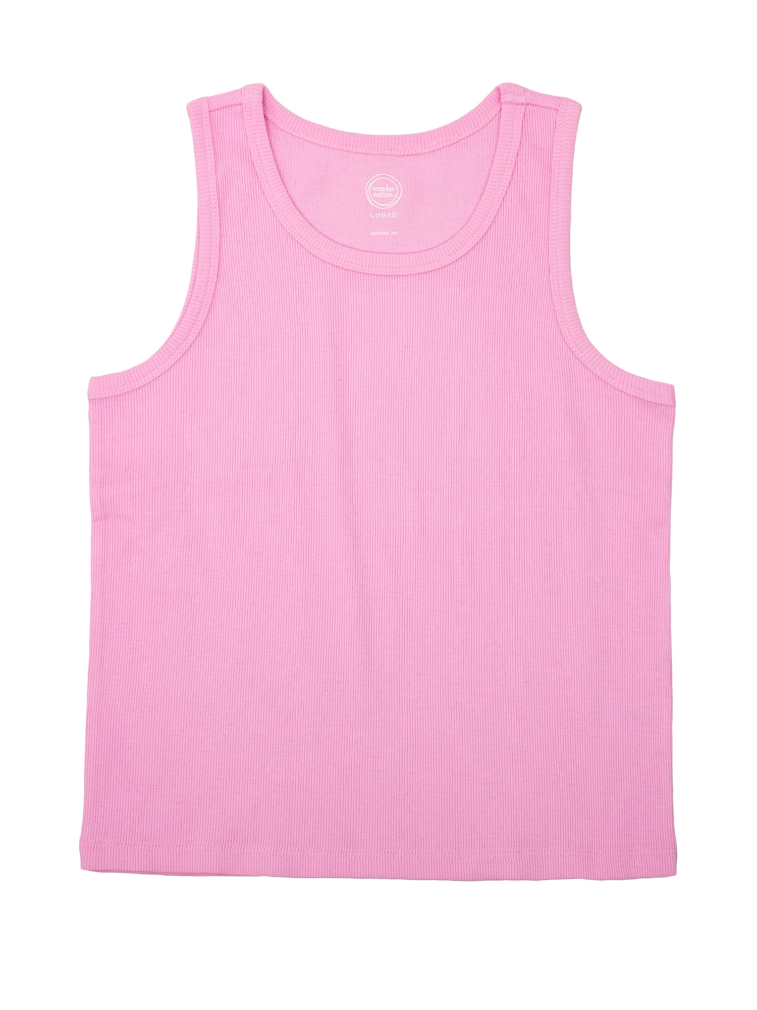Wonder Nation Girls' Long Sleeve Button-up Shirt and Rib Tank, Sizes 4-18 & Plus