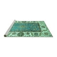 thumbnail image 2 of Ahgly Company Machine Washable Indoor Square Oriental Turquoise Blue Traditional Area Rugs, 5' Square, 2 of 4