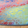 thumbnail image 4 of SAFAVIEH Paint Brush Lilly Novelty Machine Washable Area Rug, Blue/Coral, 6'7" x 6'7" Round, 4 of 6
