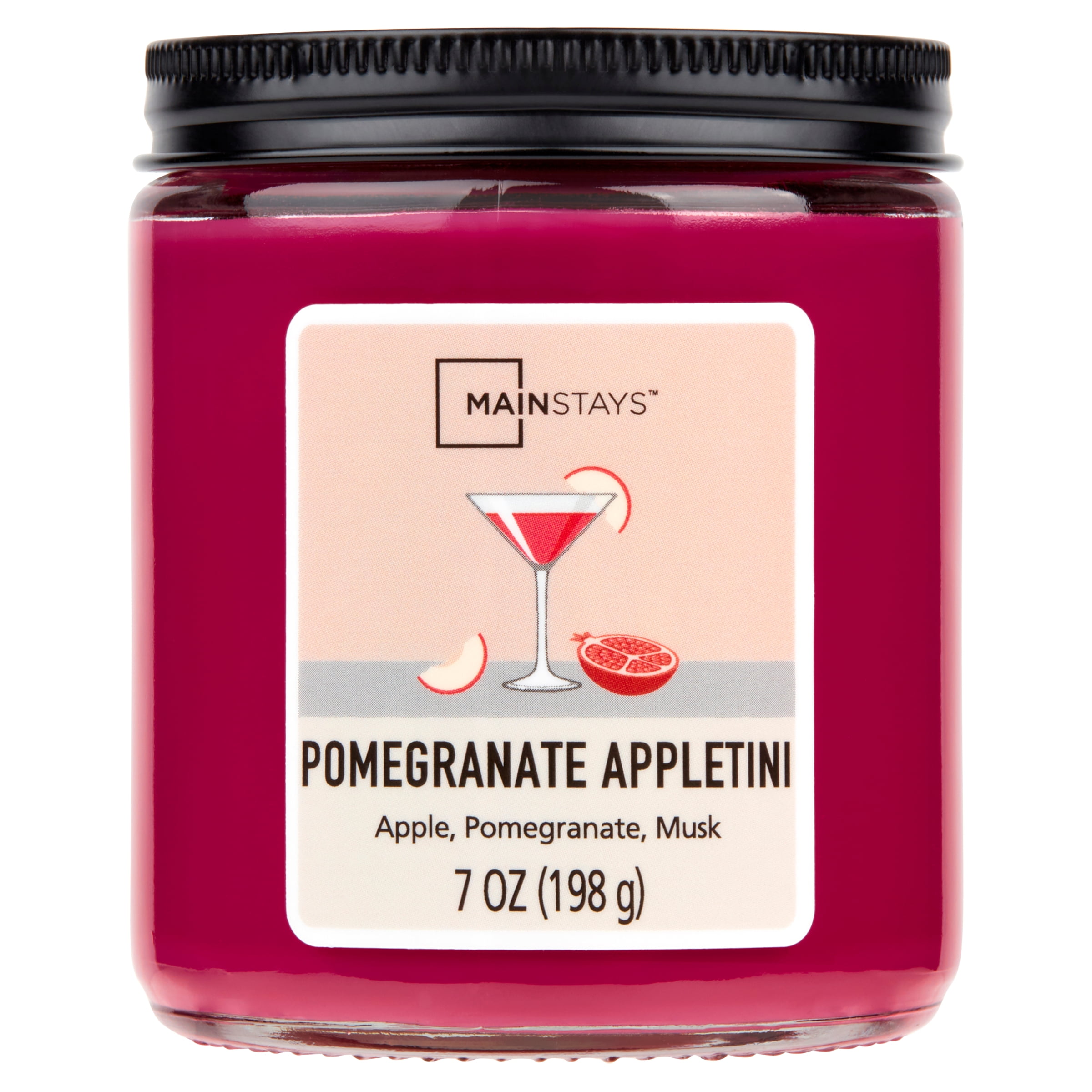 (3 pack) Mainstays Single-Wick Twist Glass Jar Scented Candle, Pomegranate Appletini, 7oz.