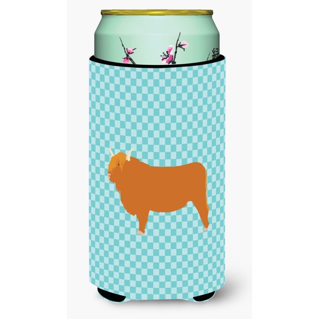 ""Caroline's Treasures Highland Cow Blue Check - Abrazadera decorativa para latas para niño alto, multicolor""