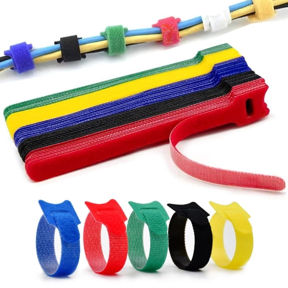 100pcs Releasable Cable Organizer Ties Mouse Earphones Wire Management Nylon Cable Ties Reusable Loop Hoop Tape Straps Tie(8inch)