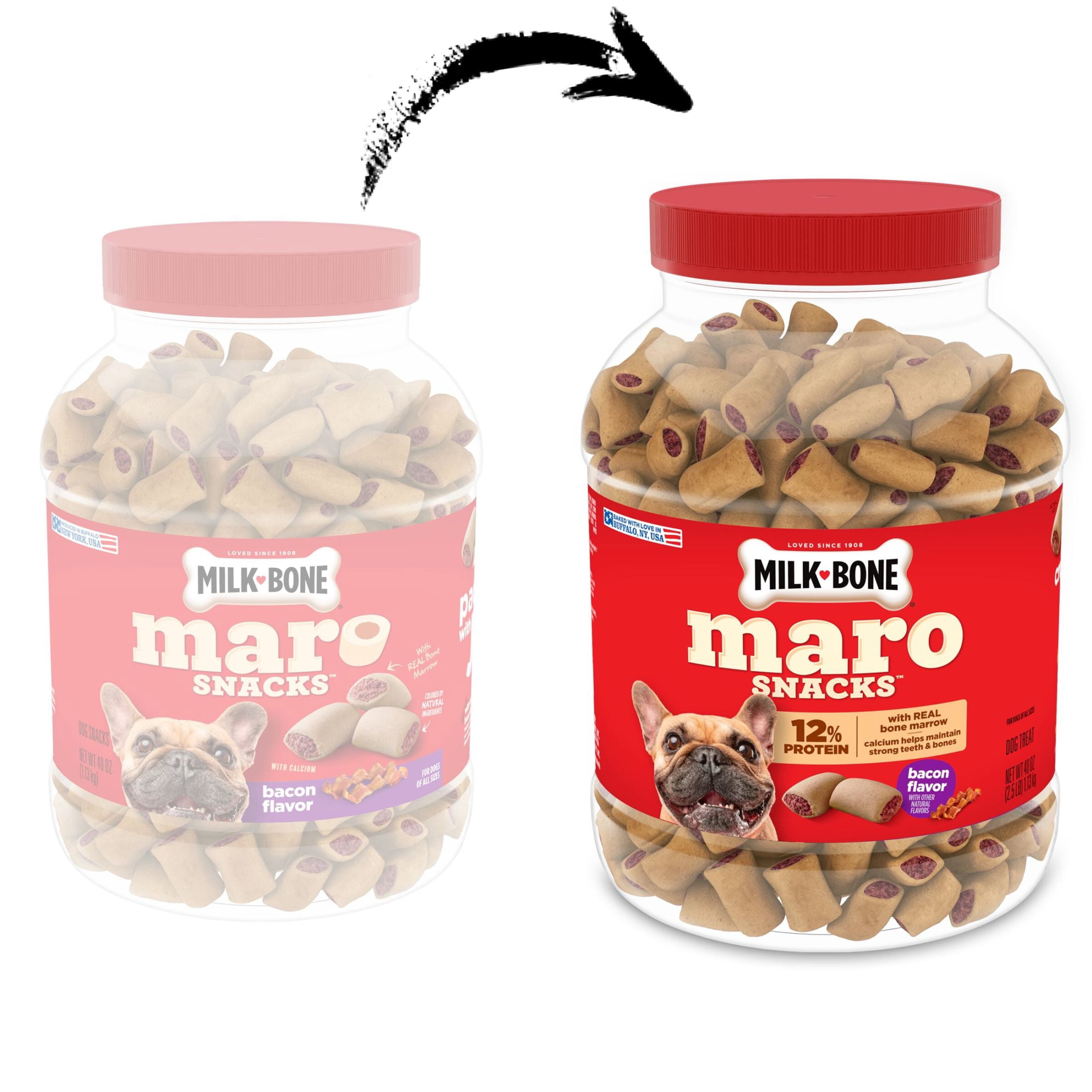 (24 pack) Milk Bone MaroSnacks Bacon Flavor Small Dog Treats With Bone Marrow, 40 ozs