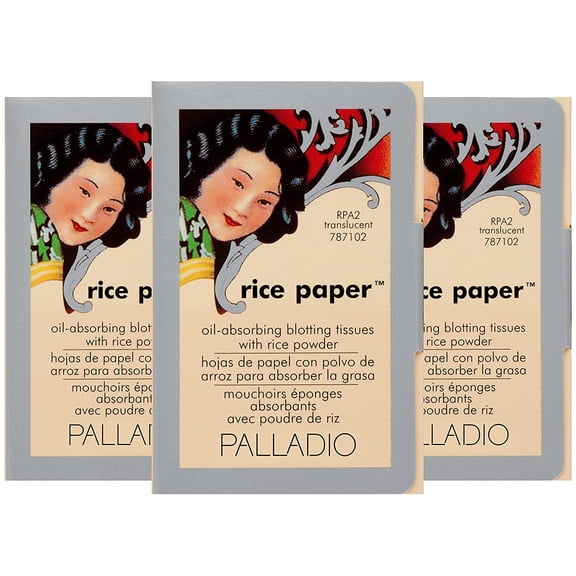 "Rice Paper Tissues, Translucent, 40 Sheets (Pack of 3), Face Blotting Sheets with Natural Rice Powder Absorbs Oil, Helps Skin Stay Looking Fresh and Smooth, Compact Size for Purse or Travel"