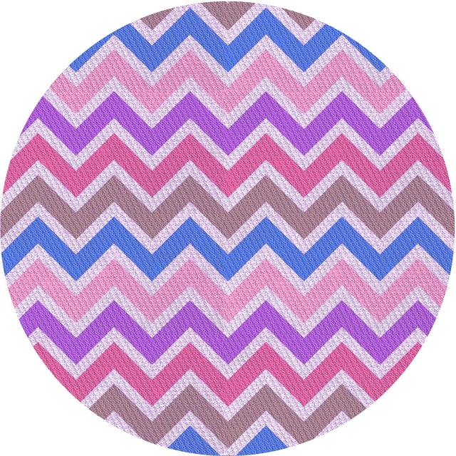 Ahgly Company Tapis d'Intérieur Rond Lavable en Machine Transitionnel Mauve Violet, 5 Pieds Rond
