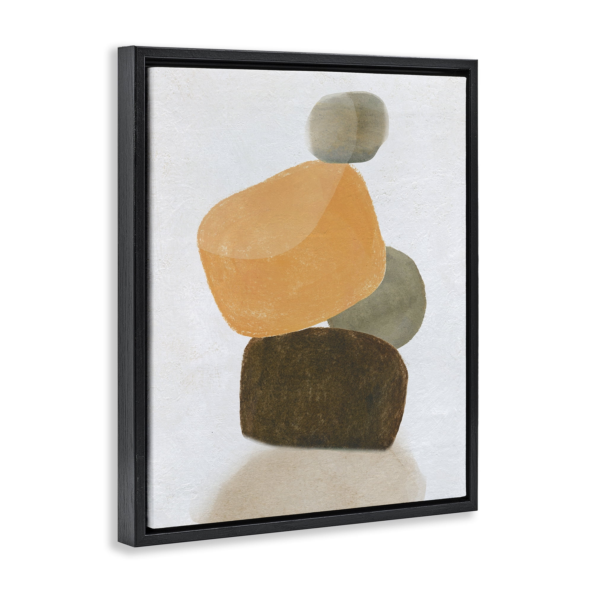 Stupell Industries Orange & Grey Rocks Abstract Painting Black Floater Framed Canvas Art Print Wall Art, 17 x 21
