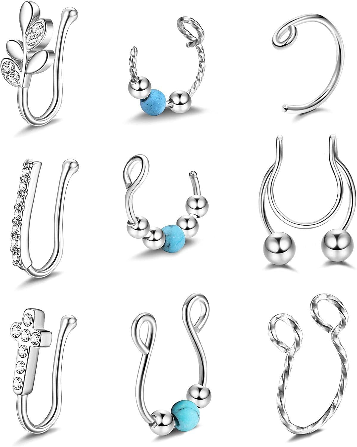 Fake Septum Fake Nose Rings Hoop Stainless Faux Nose Septum Ring Non