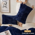 thumbnail image 2 of XeGe 2 Pack Soft Fluffy Faux Fur Pillow Cases, Plush Fuzzy Pillow Shams Pillowcases, Shaggy Furry Velvet Decorative Long Pillow Covers for Bed Sofa Couch, Zipper Closure, King Size, Navy Blue, 2 of 6