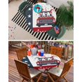 thumbnail image 6 of USA Flag Cute Gnome on Car Fitted Round Tablecloths Elastic Edged Table Covers 55"-60",Celebrate Independent Day Waterproof Dining Room Table Cloth for Kitchen Holiday Party Tables Decor, 6 of 6