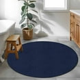 thumbnail image 5 of Solid Dark Blue Round Rug 3ft Washable Circle Entryway Rugs Non Slip Minimalism Abstract Denim Texture Area Rug Indoor Floor Carpet for Bedroom Kitchen Living Room Home Office Dining Room Nursery, 5 of 8