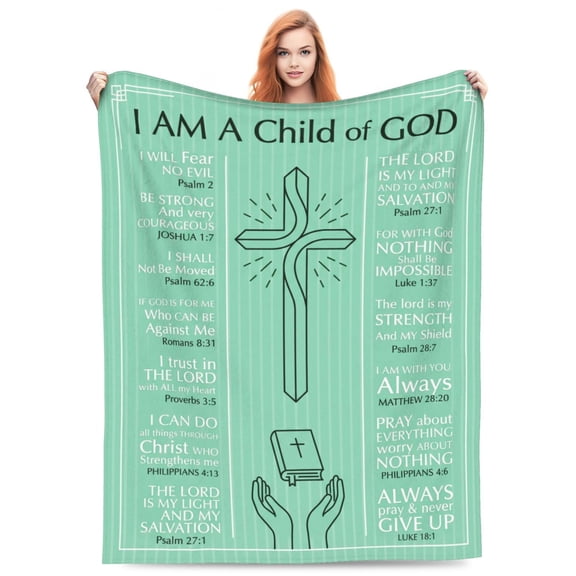 Christian Blanket, Inspirational Bible Verse Pattern for Faith Lovers, Soft Flannel Blanket 50x40