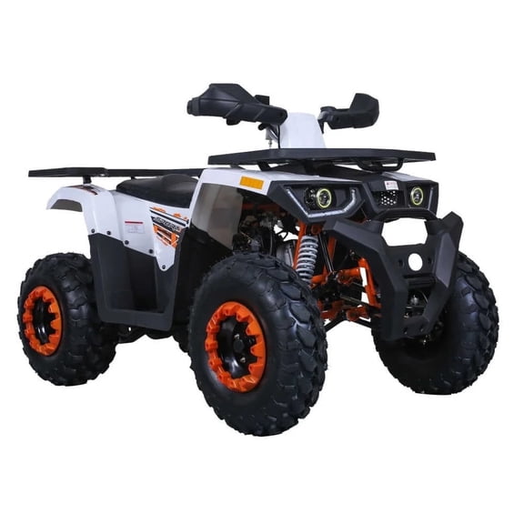 HHH 200cc ATV Upgraded RAPTOR 200 ATV Big Utility 4 wheeler quad with Automatic Transmission Reverse, LED Headlight, Matching Rims, Big 23/22 inches Wheels ( White )