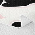thumbnail image 5 of Manfei Kawaii Black Cat Twin Quilt Set, Bow Paw Twin Coverlet Set, White Pink, 2pcs, 1 Bedspread and 1 Pillowcase, 5 of 7