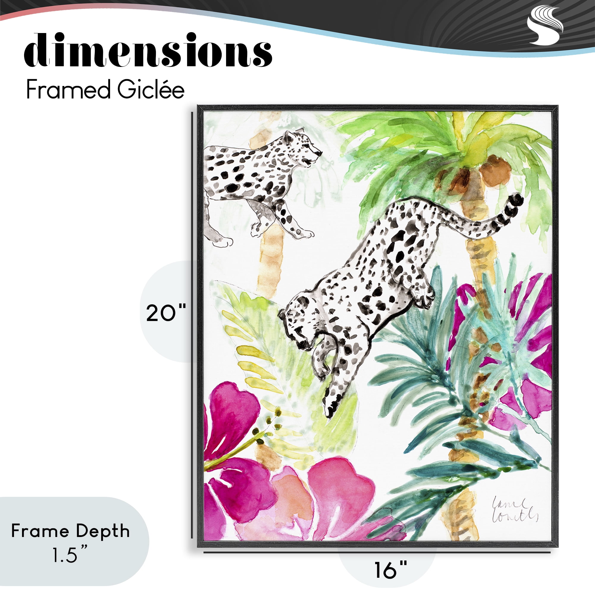 Stupell Industries Tropical Island Cheetahs Black Framed Giclee Art, design by Lanie Loreth