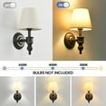 thumbnail image 4 of Wall Sconces Set of 2, Modern Wall Lamps for Bedroom, Sconces Wall Light Fixture with ORB & Beige Fabric Shade, Indoor Wall Mounted Lamps for Living Room Bathroom Vanity Hallway Kitchen, 4 of 8
