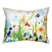 Bird & Daffodils No Cord Pillow 18x18