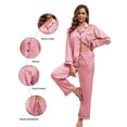 thumbnail image 4 of Silk Satin Pajamas for Women Set 2 Piece Silk Pjs Long Sleeve Top Cozy Sleepwear Silky Pajamas, 4 of 6