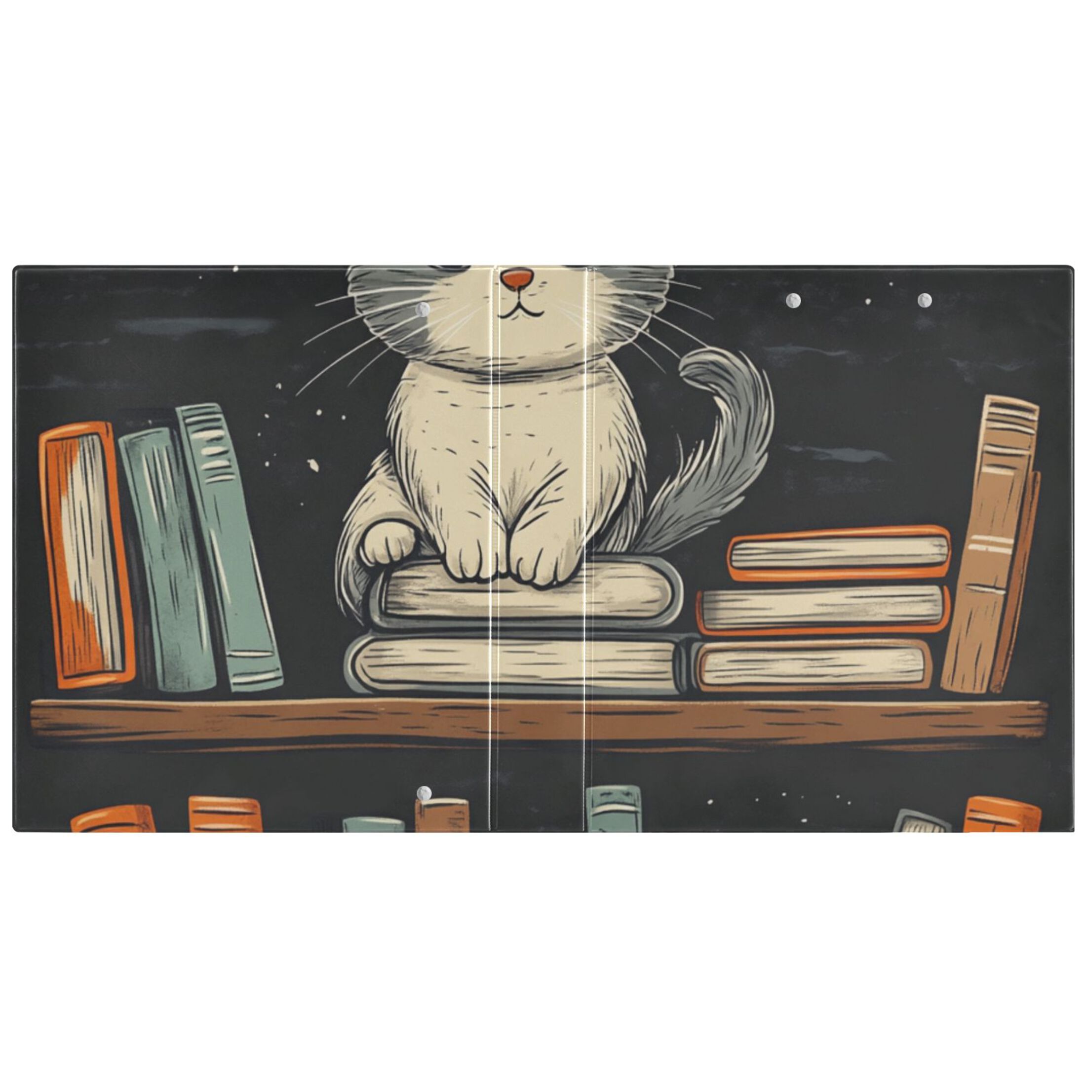 Cat in Bookshelf 3 Ring Binders 1.5 inch Hardcover File Folders with Interior Pockets A4 Size Organizer for School Office Hospital