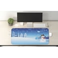 thumbnail image 2 of Christmas Computer Mouse Pad, Snowman on the Christmas Eve Santa's Sleigh in the Starry Sky Fantasy Artwork, Rectangle Non-Slip Rubber Mousepad X-Large, 35" x 15", Blue White, by Ambesonne, 2 of 2