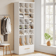 thumbnail image 3 of Tribesigns 9-Tier Shoe Storage Cabinet, 71-Inch Tall Wooden Shoe Rack with 24 Cubbies and Drawer for Closet, Entryway, 3 of 7