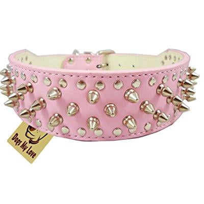 pink leather studded dog collar